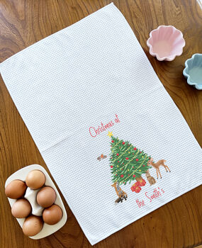 Woodland Animal Christmas Tea Towel, 4 of 4