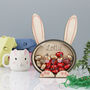 Personalised Wooden Easter Bunny With Gold Foiled Eggs, thumbnail 9 of 12