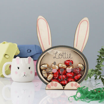 Personalised Wooden Easter Bunny With Gold Foiled Eggs, 9 of 12