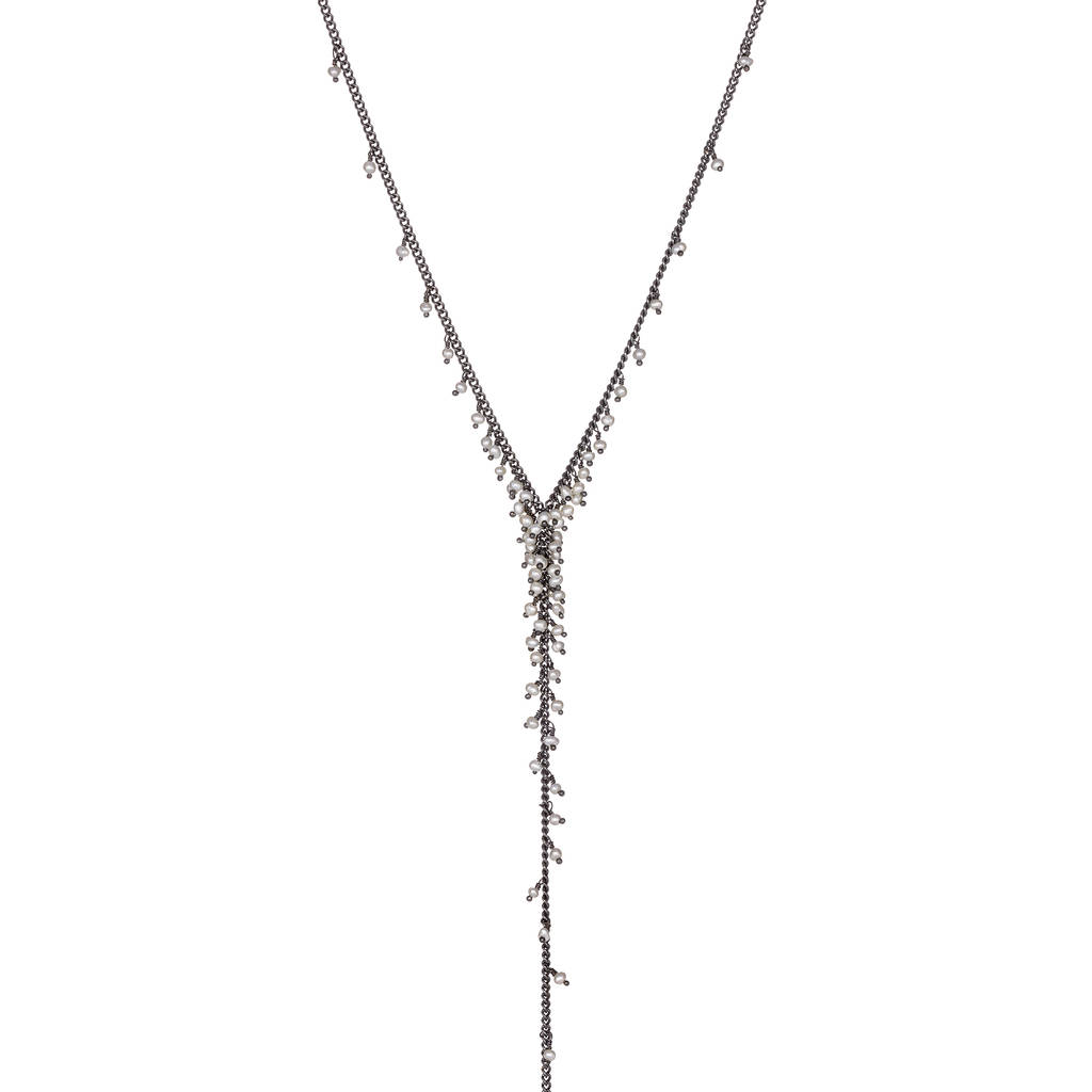 Pearl Dewdrop Lariat By Kate Wood Jewellery