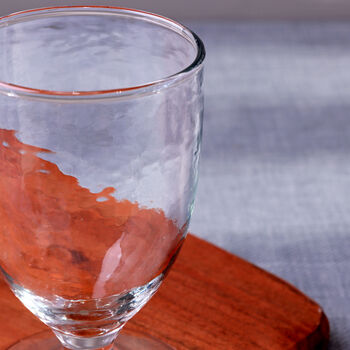 G Decor Yaki Set Of Four Handmade Hammered Glass Wine Goblets Handblown Stemmed Glasses, 3 of 4