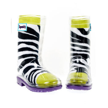 Squelch Transparent Wellies And Three Sock Set Dogs, 5 of 6