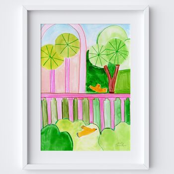 The Orange Birds And Pink Trees Garden Art Print, 2 of 2