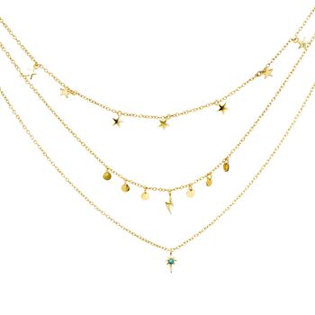 Star Gaze Triple Layer Night Sky Necklace Gold, 2 of 5