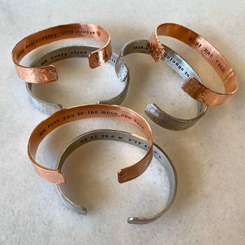 Handmade Mens Personalised Copper Cuff, 8 of 10