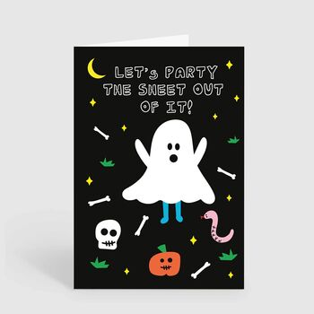 Funny Ghost Halloween Card Let's Party The Sheet Out, 2 of 2