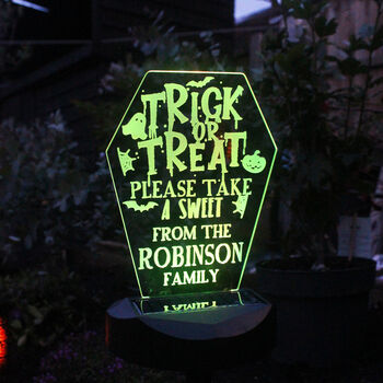 Personalised Trick Or Treat Halloween Solar Light Sign, 4 of 8