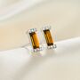 Birthstone Baguette Stud Earrings In Sterling Silver, thumbnail 7 of 12