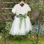 Lace Pearl Button Back With A Bow Sash Flower Girl Dress, thumbnail 3 of 11