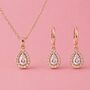 Rose Gold Teardrop Necklace And Earring Set, thumbnail 1 of 2