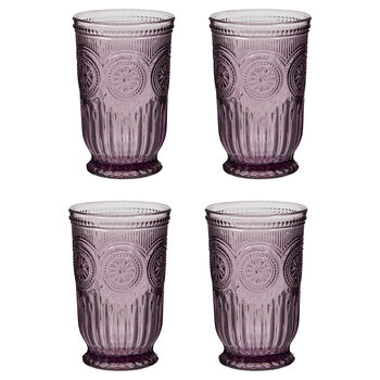 Set Of Four Zamora Purple Highball Tumblers, 2 of 8