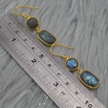 Labradorite Earrings: Gold Plated Silver, Dangle Drop, 5 of 5