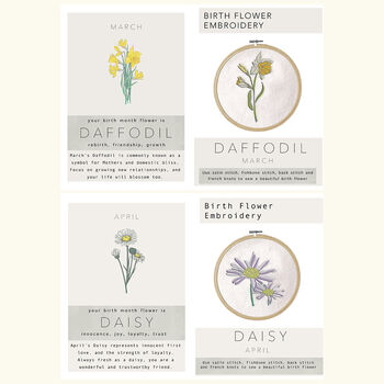 Personalised Birth Flower Embroidery Kit Gift Box Set, 7 of 12
