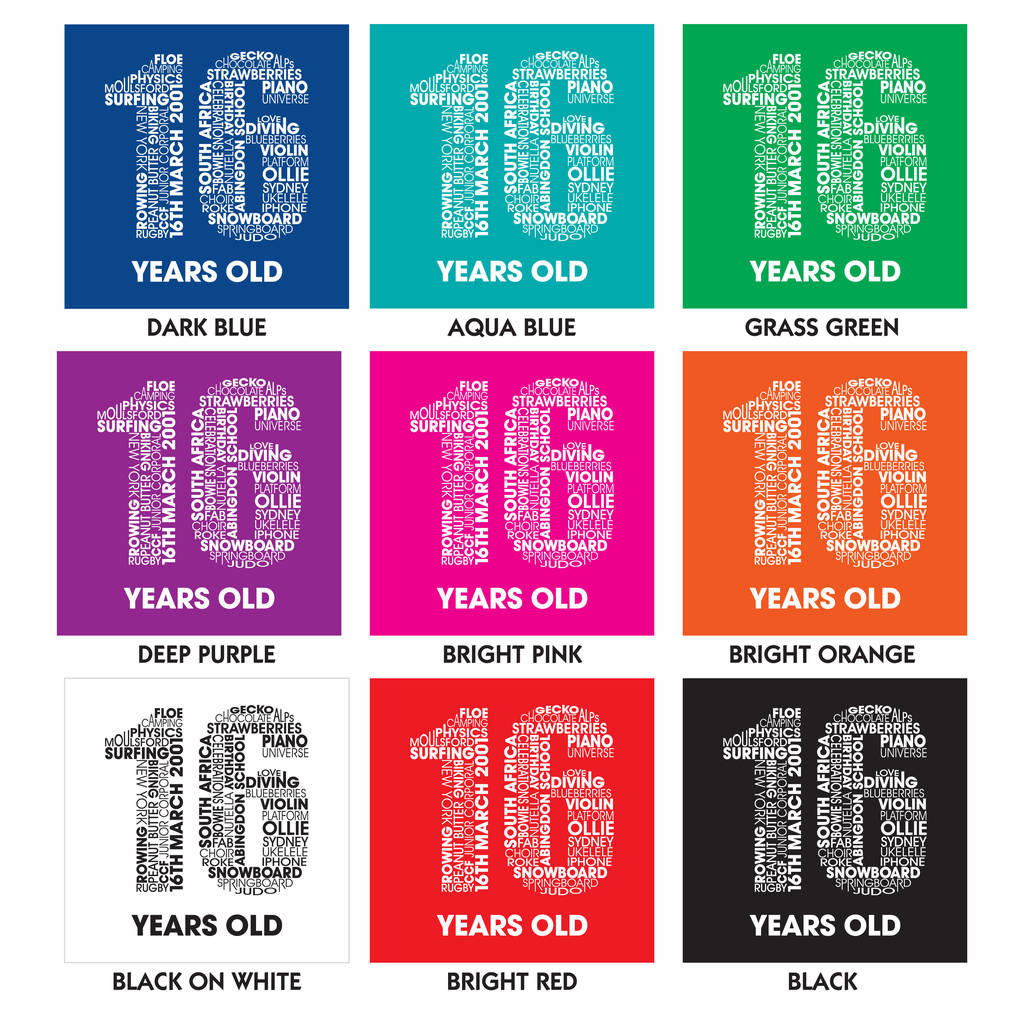 personalised 16th birthday print by mrs l cards | notonthehighstreet.com