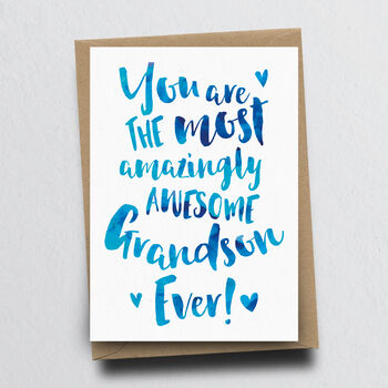 'The Most Amazingly Awesome Grandson' Greeting Card, 2 of 2