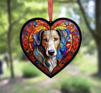 Lurcher Stained Glass Effect Heart Suncatcher, 4 of 5