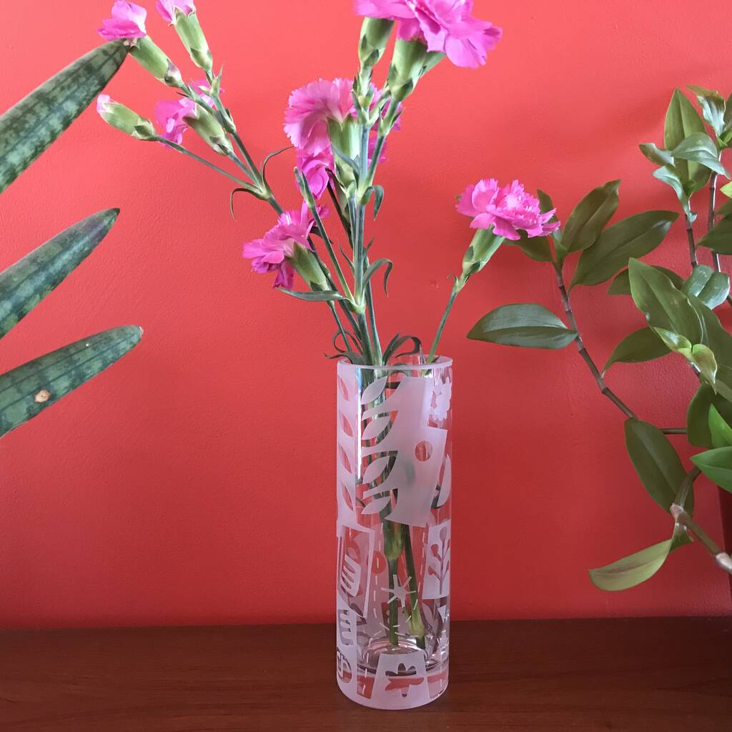 Contemporary Hand Decorated Bud Vase By Caroline Rees