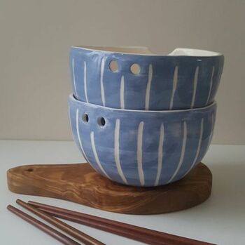 Handmade Blue Stripes Noodle Bowl, 8 of 11