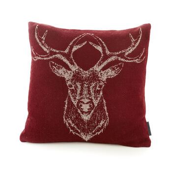 Stag Mulberry Faux Cashmere Cushion, 2 of 3