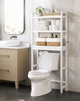 Over The Toilet Storage Rack Organiser Unit Shelves, 8 of 9