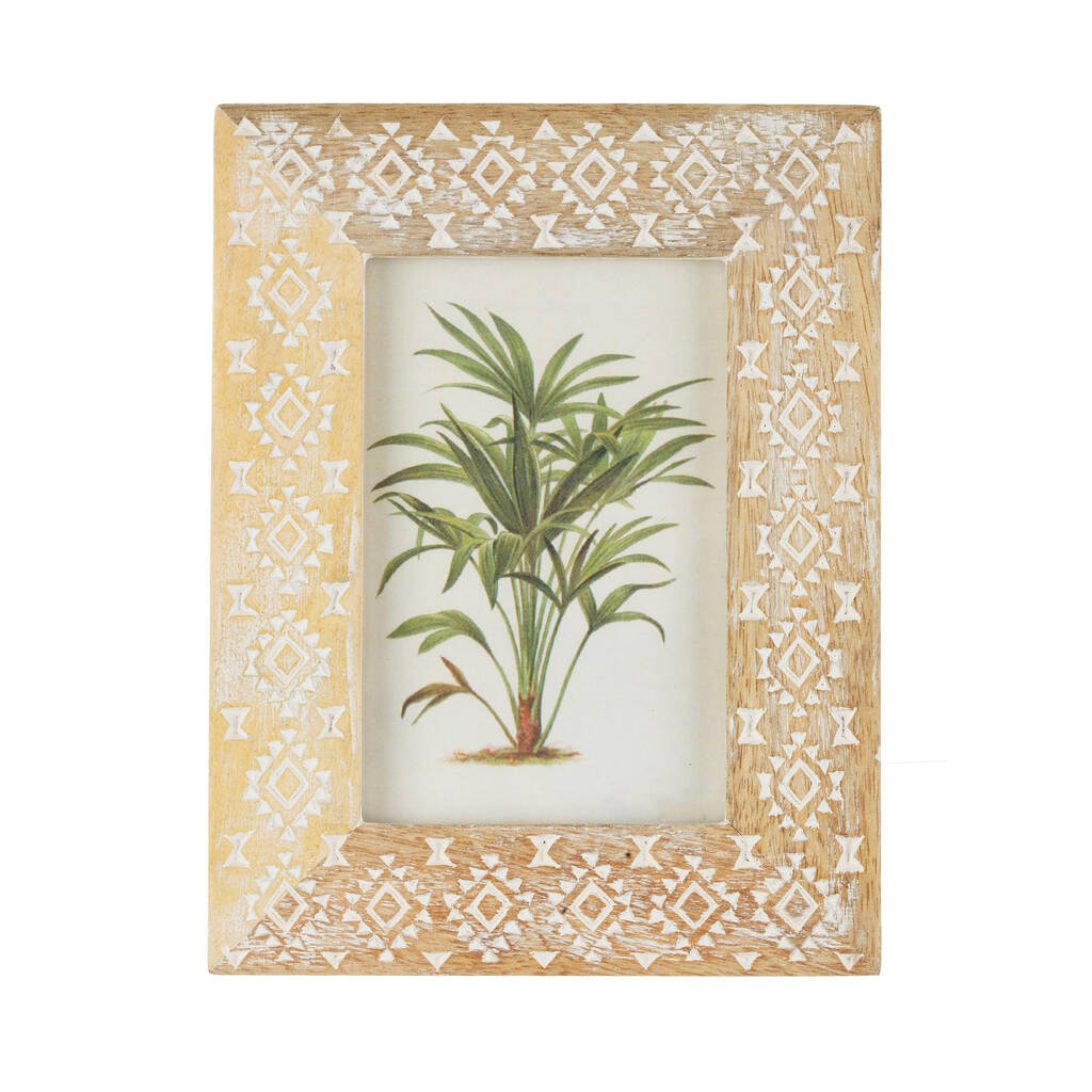 Embossed Design Whitewashed Wooden Photo Frame By Lola & Alice