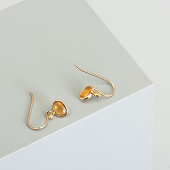 Gold Plated Ellipse Drop Earrings, 4 of 9