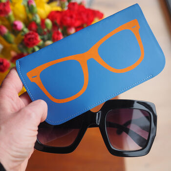 Blue And Orange Print Leather Glasses Case, 2 of 10