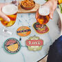 Set Of Four Personalised Couples Retro Style Beer Mats, thumbnail 1 of 4