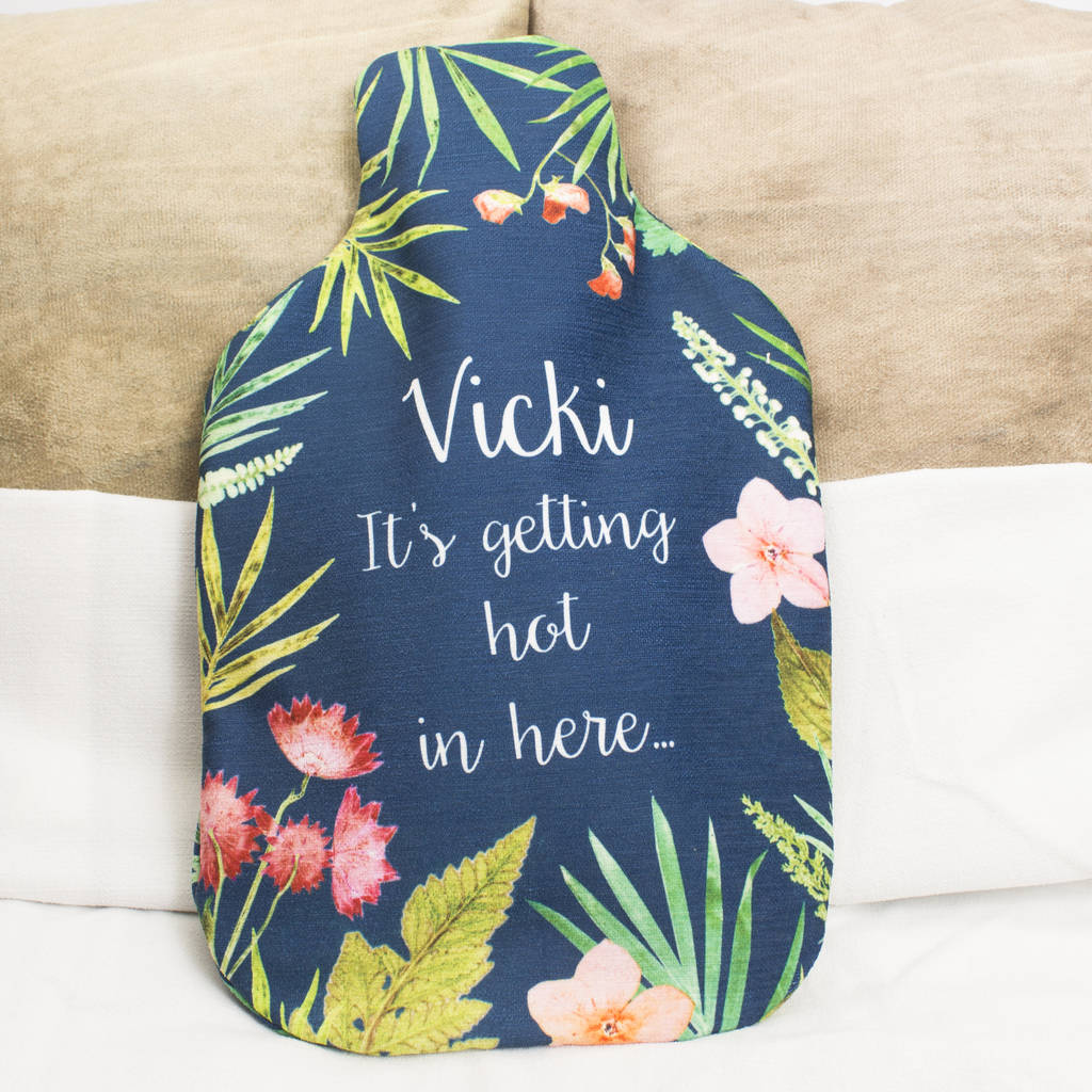 Personalised Tropical Hot Water Bottle Cover Gift By Gillian Arnold