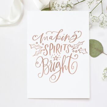 Making Spirits Bright Christmas Typography Foil Print, 2 of 4