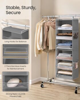 Six Tier Hanging Wardrobe Organiser Shelf, 4 of 7