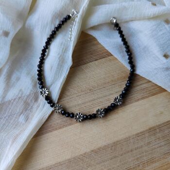 Black Beads Floral Indie Chain Boho Payal Anklet, 3 of 4