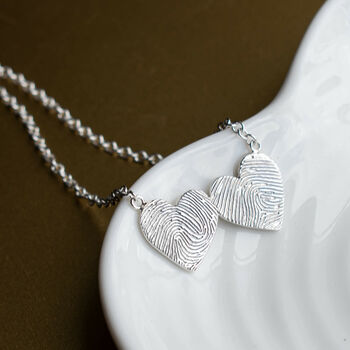 Personalised Fingerprint Double Heart Necklace, 2 of 5