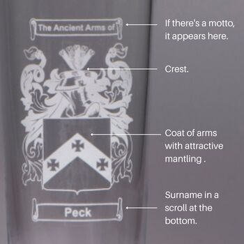 Personalised Engraved Coat Of Arms / Crest Pint Glass, 2 of 2