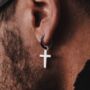 Gold Plated Cross Dangle Earring For Men, thumbnail 2 of 9