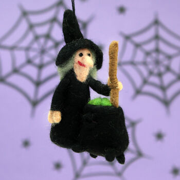 Personalised Felt Witch Hanging Decoration, 5 of 5