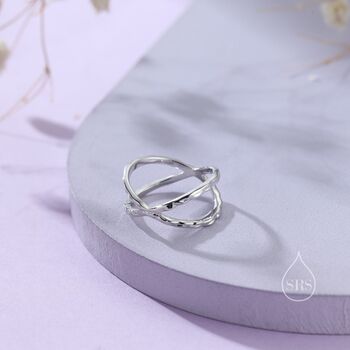 Sterling Silver Hammered Cross Ring, 3 of 11