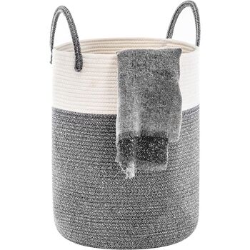 58 L Dark Grey Cotton Rope Woven Storage Basket, 4 of 7