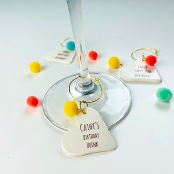 Personalised Pom Pom Birthday Glass Charm, 3 of 6