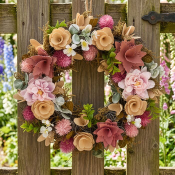 Personalised Blush Meadow Floral Door Wreath, 3 of 6