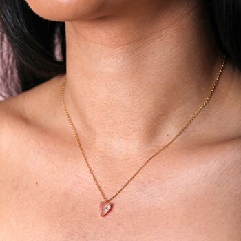Faceted Crystal Heart Pendant Necklace In Gold, 2 of 7