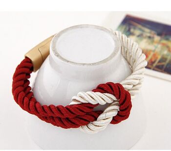 Unisex Red And White Silk Rope Love Knot Bracelet, 2 of 5