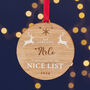 Wooden Personalised Nice List Christmas Bauble, thumbnail 2 of 3