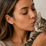 Kitten Stud Earrings In Sterling Silver, thumbnail 1 of 5