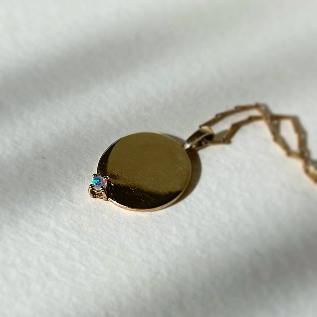 Opal Disc Pendant Necklace, 1 of 7