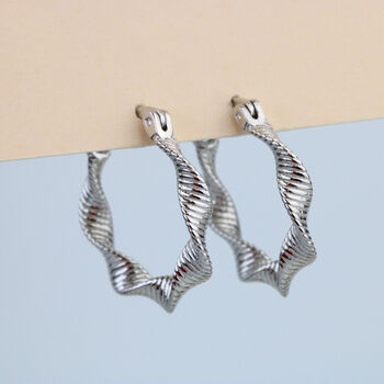 Sterling Silver Twisted Hoop Earrings, 2 of 4