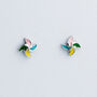 Sterling Silver Colourful Pinwheel Stud Earrings, thumbnail 4 of 6