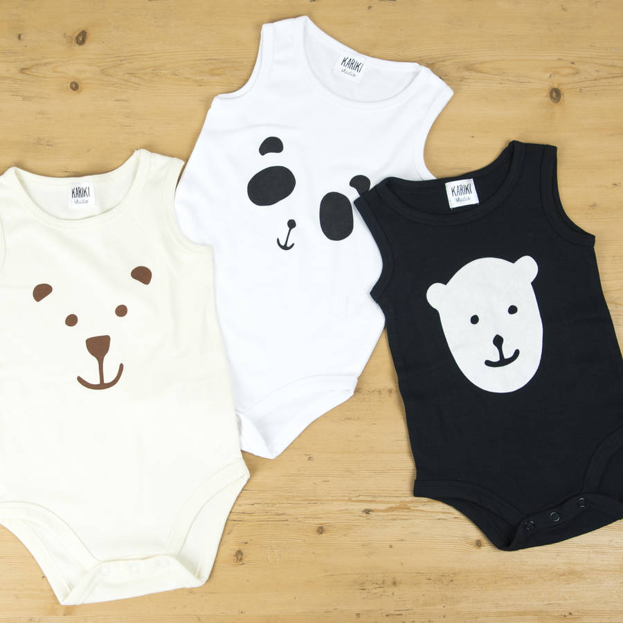baby bear three vest babygrow set by kariki studio | notonthehighstreet.com