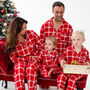 Family Xmas Personalised Embroidered Red Check Pyjamas, thumbnail 1 of 9