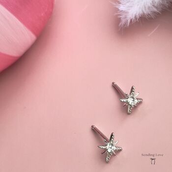 Star Stud Earrings With Sparkly Gemstones, 3 of 9